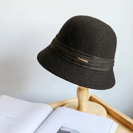 New wool bucket hat Women's warm autumn and winter thickened fisherman's hat Panama plush basin hat Women's hat