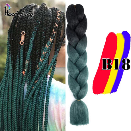 WonderLady 255 Color Long Colored Braiding Hair Jumbo Braids DIY Hairstyle Ombre Synthetic Hair Extensions For Women Braiding