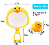 Baby Bath Toys for Kids Bathtub Duck Toy Set,Kids Floating Bath Toys with 6 Pcs  Ducks Fishing Net, Bathroom Toddler Toys Water