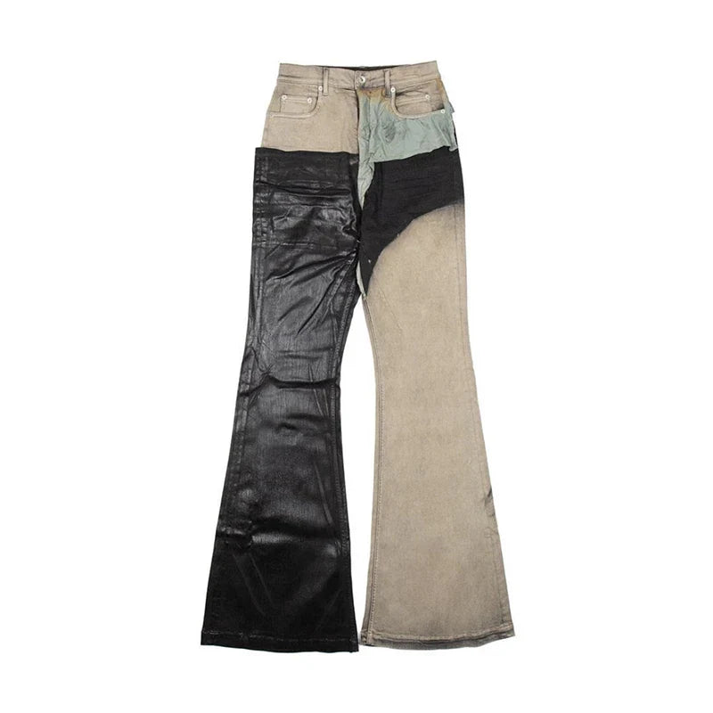 FEWQ Men Pants Washed Spliced Brushed High Street Niche Stacked Jeans Versatile 2023 New Contrast Color Fashion Autumn