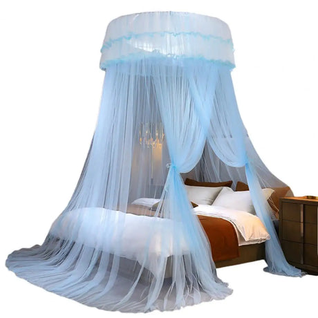 Breathable Hanging Mosquito Net Top Hook Lace Bed Canopy Encrypted Mesh Round Dome Court Style Crib Canopy Bedroom Decoration