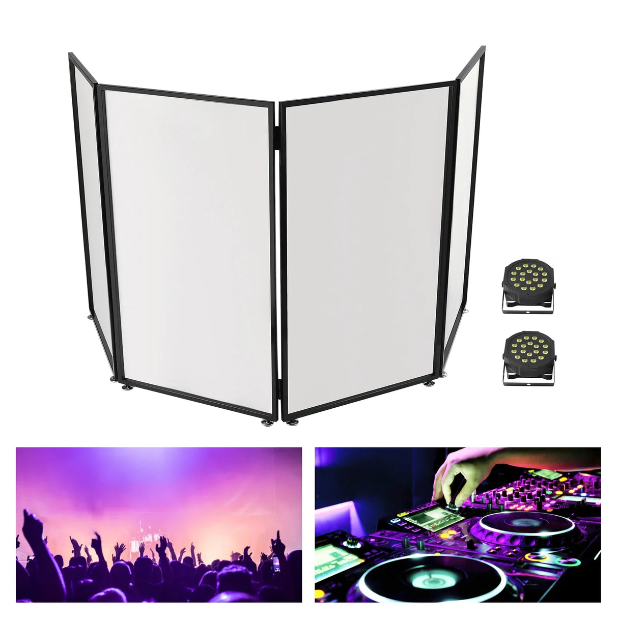 DJ Event Facade Metal Frame, 4-Panel Booth, Bag, Scrim, 2 Par Lights