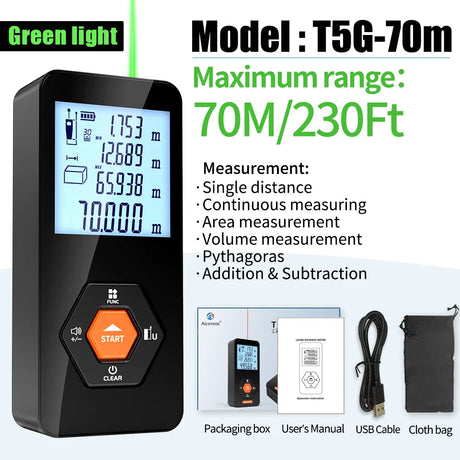 Aicevoos Green Light Digital Laser Rangefinder 50M70M100M120M Green Beam Laser Distance Meter Trena Laser Tape Measure Roulette