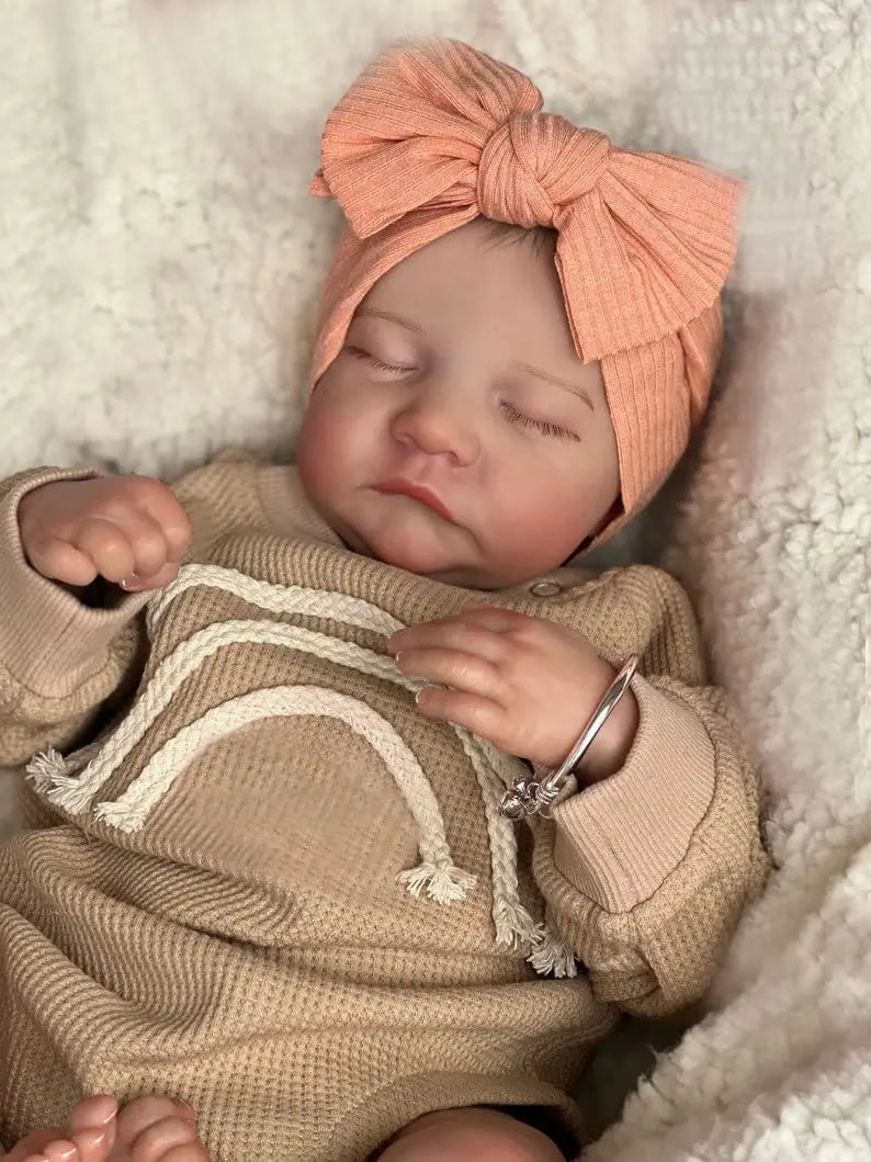 NPK 19inch Levi Reborn Baby Doll Already Painted Finished Sleeping Newborn Baby Size 3D Skin Visible Veins Collectible Art Doll