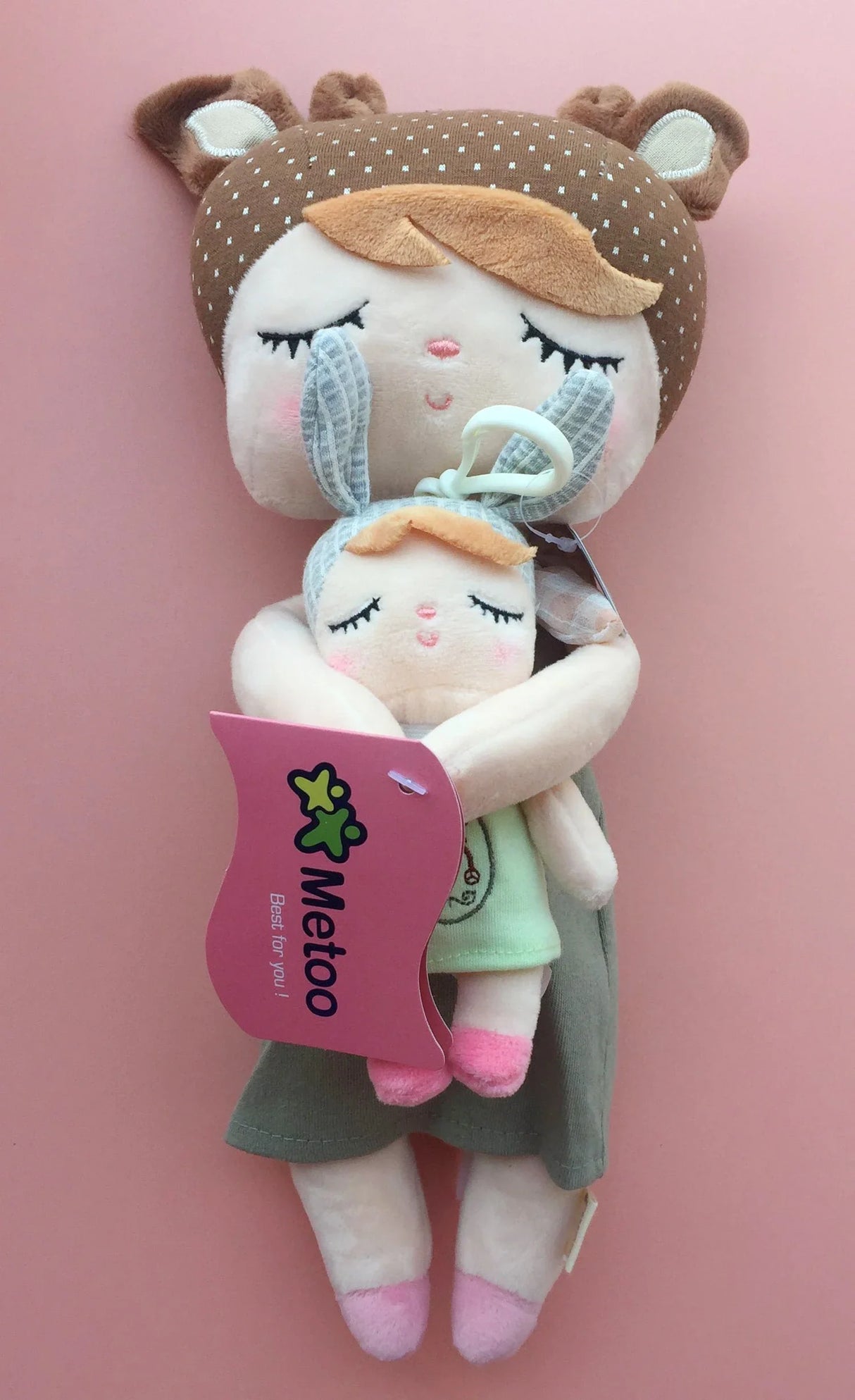 Metoo Doll Stuffed Toys Kawaii Mother and Kid 2 Piece Angela Plush Sleeping Toys For Girls Newborn Baby Christmas Birthday Gift