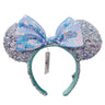 Disney Mickey Mouse Ear Headband Green Mermaid Hair Hoop Fish scale sequin mesh Ribbon Party Headwear Girl Toy Birthday Gift