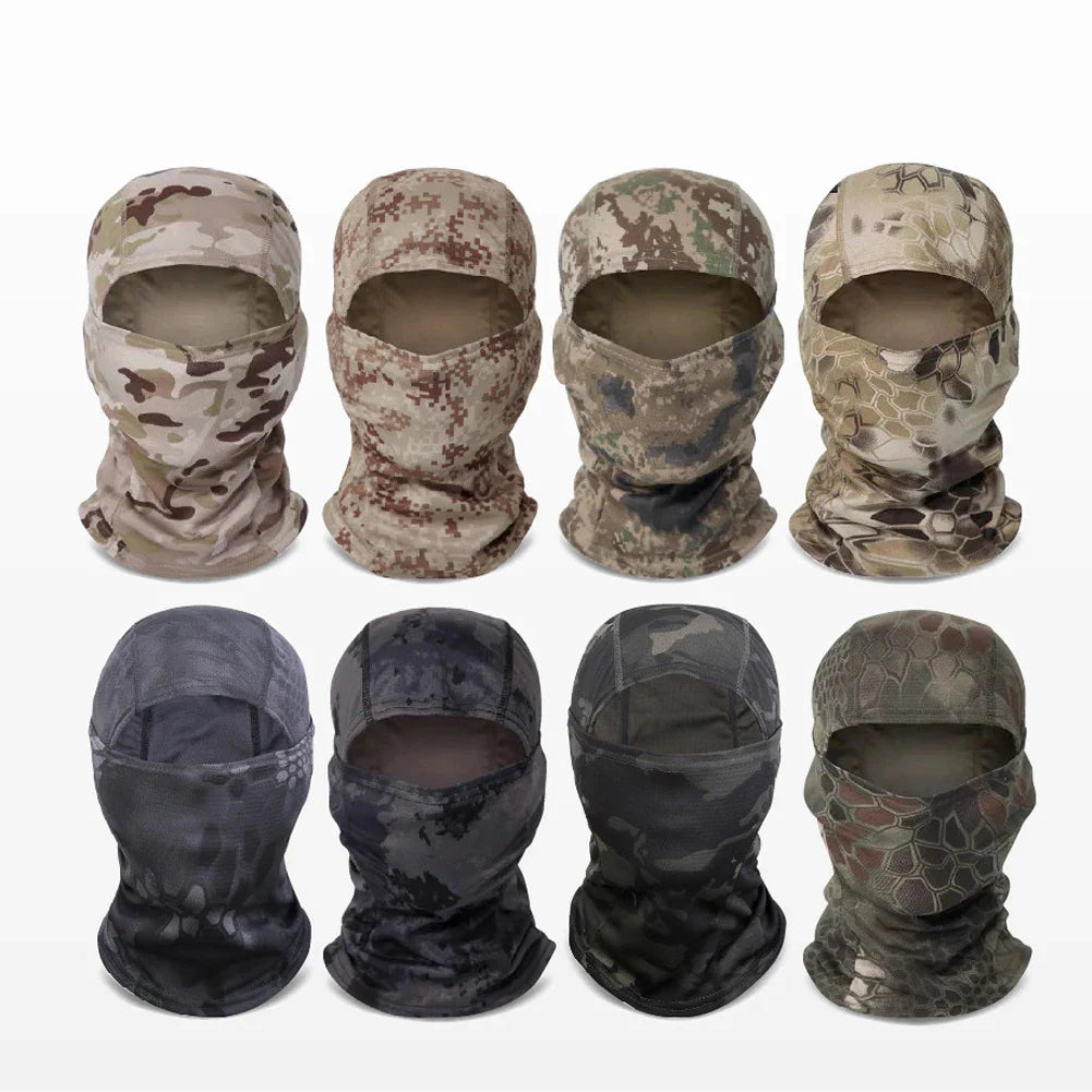 Tactical Camouflage Balaclava Hat Motorcycle Face Mask Lycra Moto Biker Wind Cap Mask Stopper Windproof Bicycle Cycling Headgear