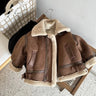 Children Velvet Warm Jackets Fashion Baby Kids Fleece Outwear Korean Boys Girls Zipper Thickness Suede Coat 2023 Winter