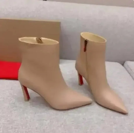 Luxury Designer High Quality Women's Boots Genuine Leather Outsole Red Sole Shoes Hardware Chain Sexy Fashion Shoes 2024 NEW