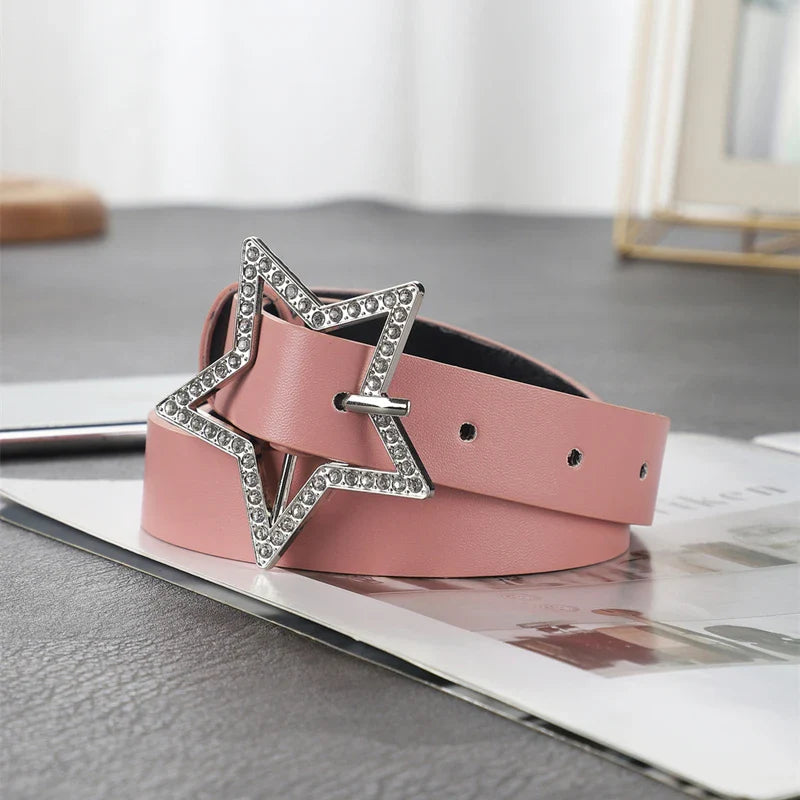 A ladies' belt new retro fashion decorative trend five-pointed star jeans Joker design belt