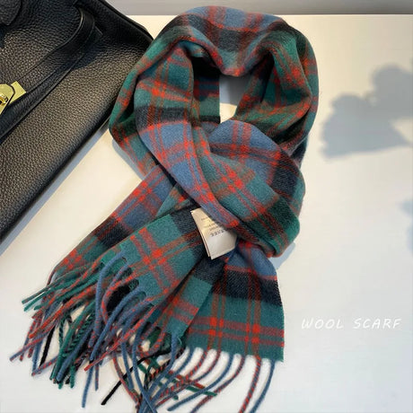 British Classic High Quality Australian Wool 100% Plaid Scarf Men Women Autumn Winter Warm Striped Shawl Wrap Cashmere Blankets