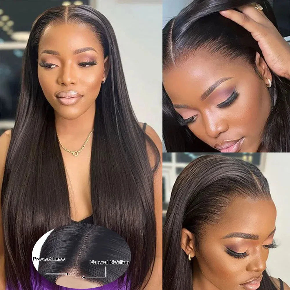 Upgraded 4X4 5X5 Closure Wigs For Women Wear Go Glueless Human Hair Pre Plucked Straight HD Lace Frontal Wigs For Beginners