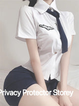 Sexy Lingerie School Student Uniform Role Play Costume Women Cute Mini Skirt Tight Blouse Set Porn College Girl Cosplay Anime