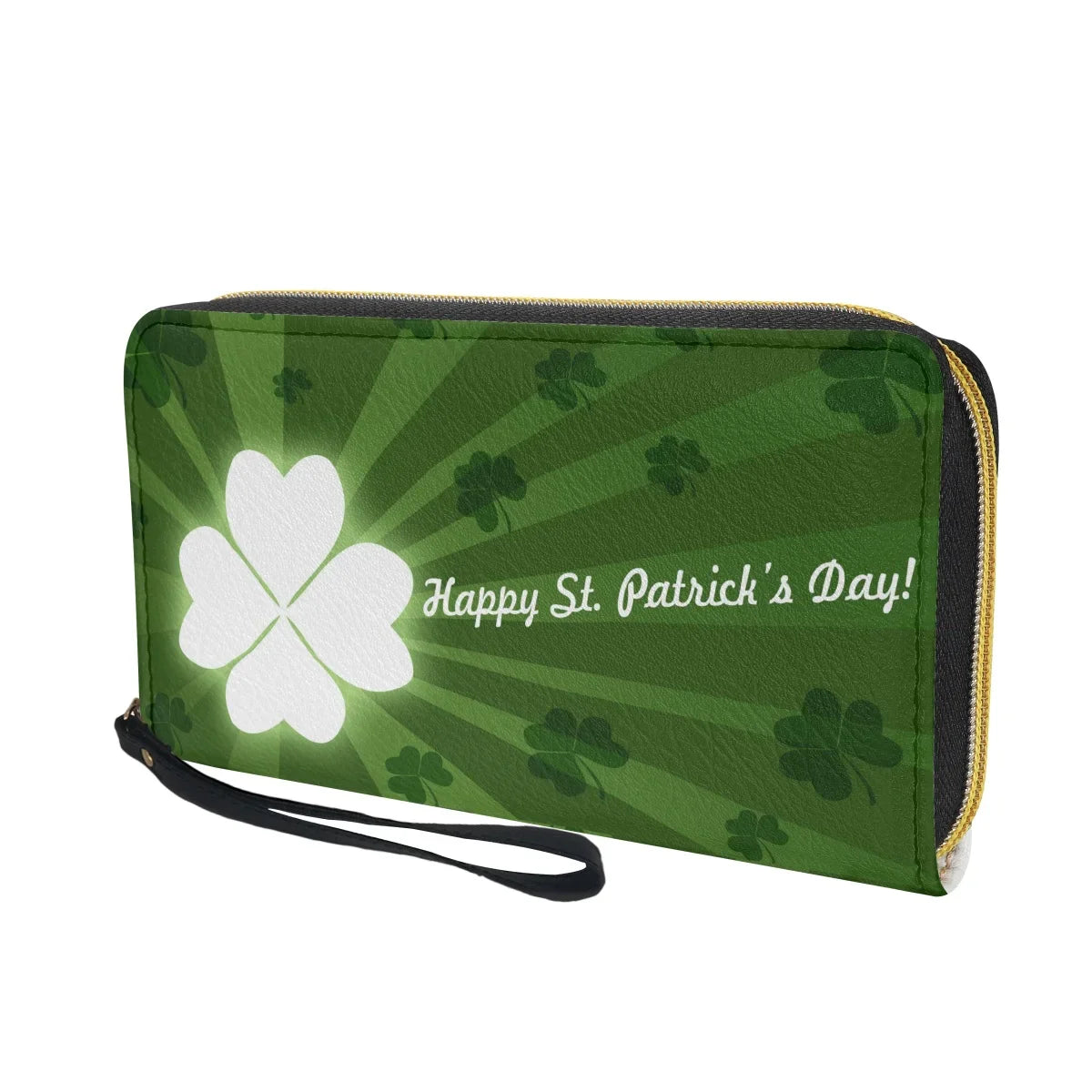 St. Patrick S Day Lucky Shamrock Women Wallet Irish Day Green Theme PU Leather Girls Purse Portable Travel Long Ladies Wallets