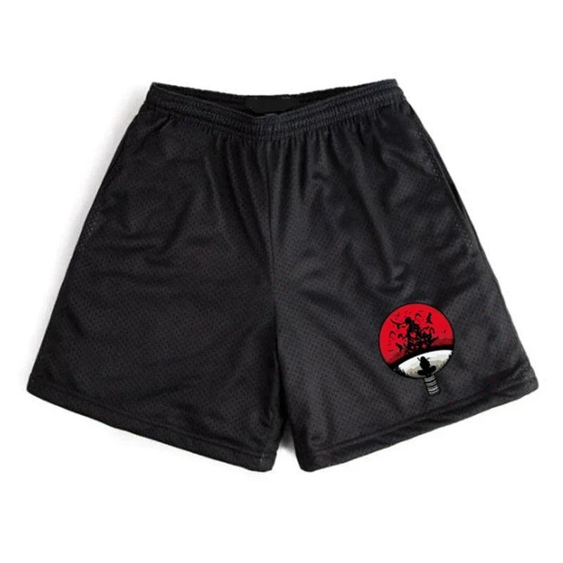 Anime Workout Gym Shorts for Men Quick Dry Breathable Casual Athletic Shorts with Pockets 5 Inch Summer Running Training Fitness