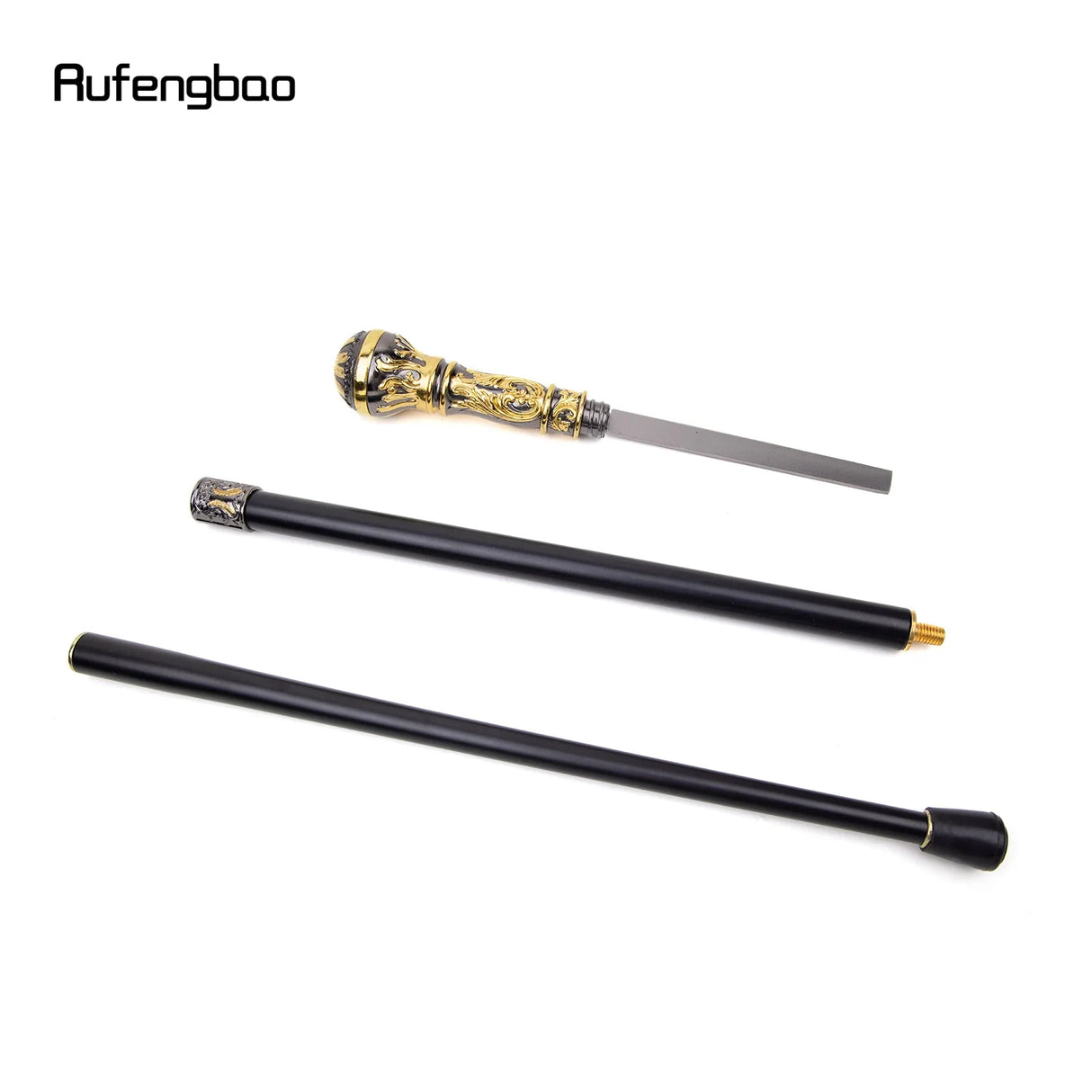 Golden Black Luxury Round Handle Walking Stick with Hidden Plate Self Defense Fashion Cane Plate Cosplay Crosier Stick 93cm