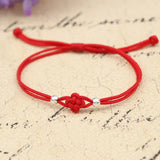 Lucky Bracelet for Women Handmade Red Rope Clover Knot Charm Bracelet Red Thread String Wristband for Sisters Gifts