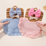 1/3Pcs Baby Headband Saliva Towel Set Floral Print Newborn Double Side Bibs Boys Girls Bandana Burp Cloths Feeding Smock Stuff