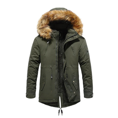 2024 New Winter Men Long Coat Military Fur Hood Warm Tactical Bomber Army Korean Thick Multi Pockets Overcoat Male Warm Parka