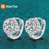 NeeTim 1ct 6.5mm Moissanite Earrings for Women S925 Sterling Silver with 18k Gold Plated Diamond Ear Studs Wedding Party Jewelry