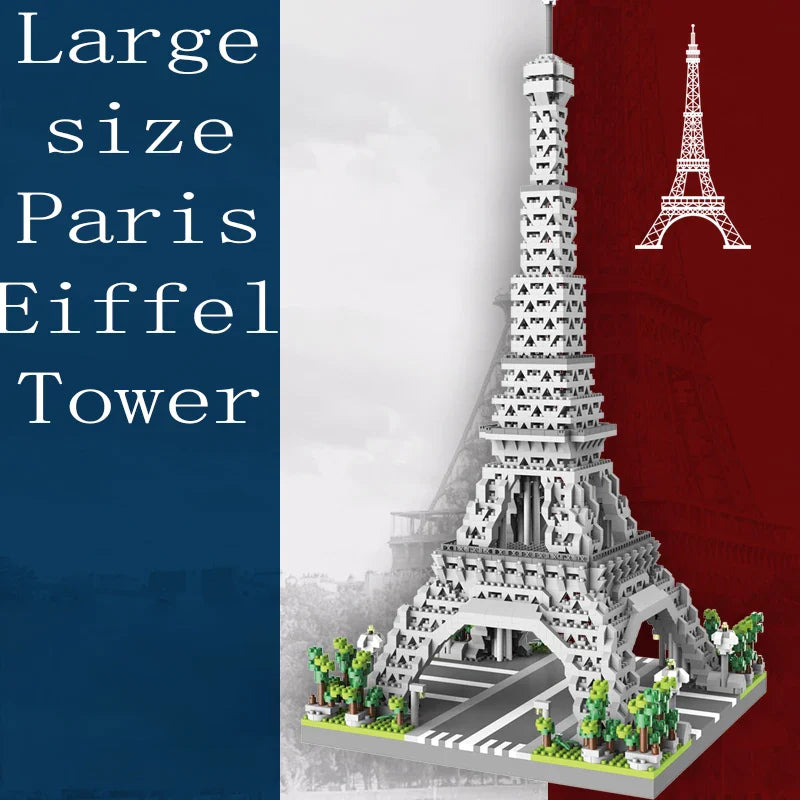 Paris Tower Street View Building Block Mini Diamond Small Particle Assembly Building Block Decoration Toy