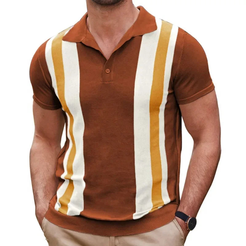 Men's Summer Short Sleeve Polo Shirts Knitted Business Formal Office Men's Summer Luxury Style Clothes Slim Cotton Shirts Male