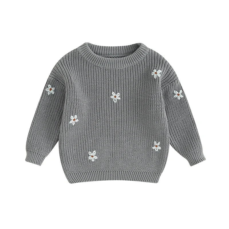 Newborn Baby Girls Winter Flower Sweater Clothes 2023 Autumn Newborn Infant Clothing Pullover Knitted Kids Sweaters