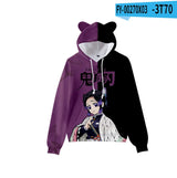 Anime Demon Slayer Hoodies Women Cat Ears Cartoon Sweatshirt Tops Kamado Nezuko 3D Harajuku Boys Girls Cosplay Costume Pullover