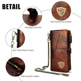 Hot Sale Real Cowhide Leather Travel Business Organizer Chain RFID Wallet For Men Long Zipper Male Purse Card Holder 1803