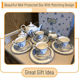 Porcelain Tea Set Creamer and Sugar Set Teacup (8oz) Coffeeware Teaware Teapot (48oz) Gift Box Tools Kitchen Dining Bar Home