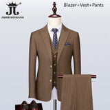 S-5XL ( Blazer + Vest + Pants ) Boutique British Style Mens Suit Plaid Groom Wedding Dress Business Casual Formal Suits 3Pcs Set