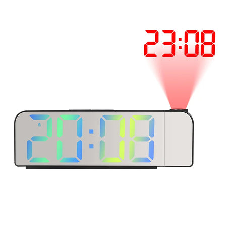 180° Arm Digital Projection Alarm Clock Night Mode Power-off Memory Table Clock 12H/24H Bedroom Electronic LED Clock