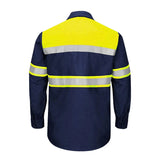 Size S-4XL Summer Outdoor Work Shirts with High Visibility Reflective Stripes Long Sleeve Shirt Sun Protection Two Tone Workwear