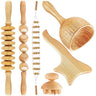 6 In 1 Wood Therapy Massage Tool Lymphatic Drainage Massager Anti Cellulite Fascia Massage Roller for Full Body Muscle relaxatio