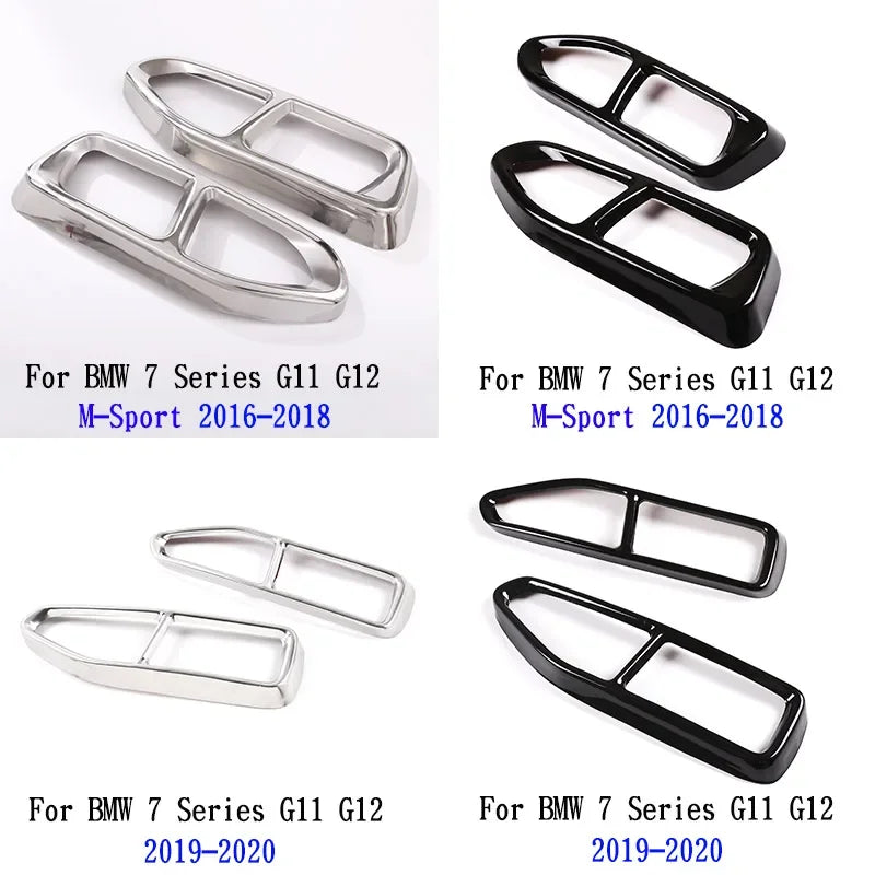 For BMW  7 Series F01 G11 G12 2009-2020 Stainless Steel Car Tail Muffler Exhaust Pipe Output Cover Stickers Car Accessories