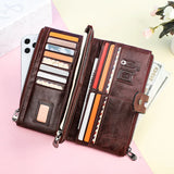 CONTACT'S Genuine Leather Long Women Wallets Luxury Designer Card Holder Coin Purse Money Clip Phone Pocket Unisex Men Wallets