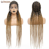 36 Cornrow Twisted Braided Wigs Ombre Blonde Passion Twists Wigs Faux Locs Goddess Box Braided Wig Synthetic Full Lace Front Wig