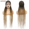 36 Cornrow Twisted Braided Wigs Ombre Blonde Passion Twists Wigs Faux Locs Goddess Box Braided Wig Synthetic Full Lace Front Wig