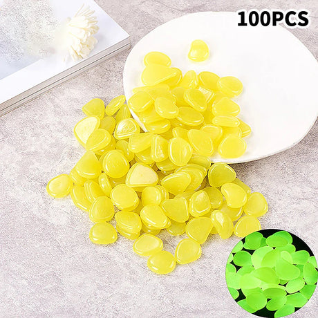 100pcs Garden Decor Luminous Stones Glow In The Dark Decorative Pebbles Outdoor Fish Tank Decoration Aquarium Accessories