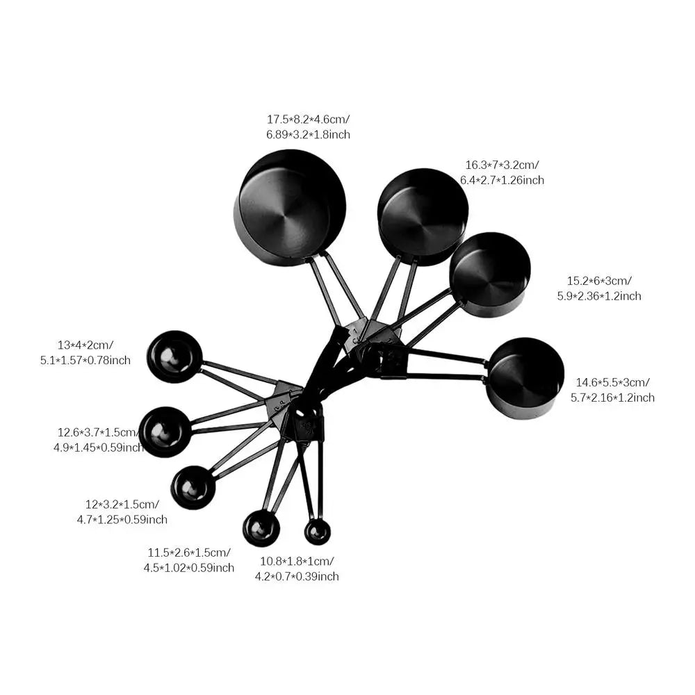 Stackable Measuring Cups And Spoons 9pcs Liquid Food Spoon Cup Measure Tools Baking Supplies With Easy To Read Scales For Flour