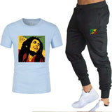 Ladies/Men's T-shirt Bob Marley Legend Reggae One Love Printed Sweatshirt Summer New Fashion Short Sleeve + Pants Suit Clothing