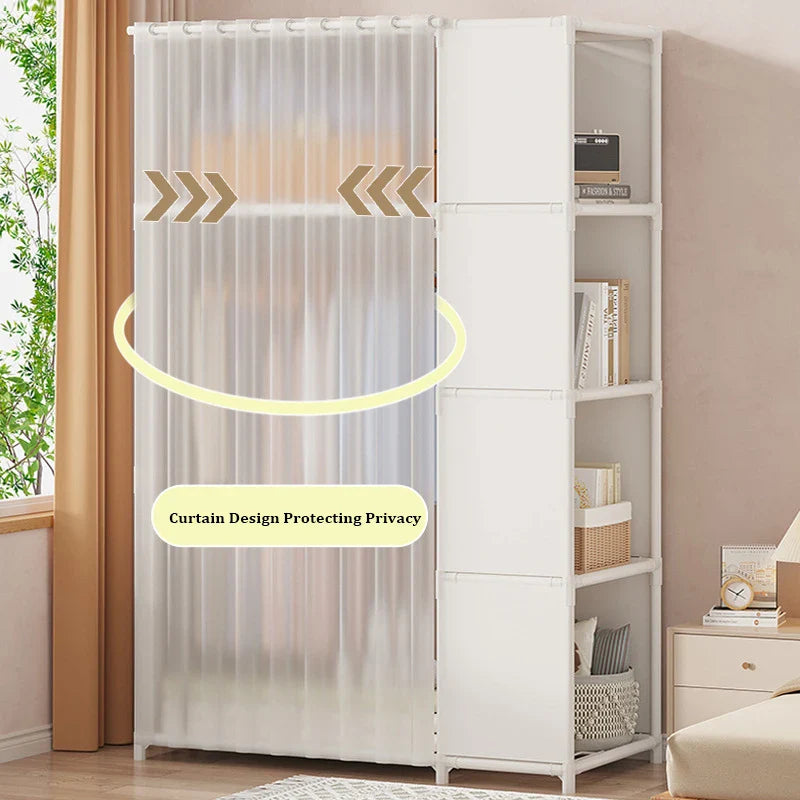 Simple Reinforced Wardrobe With Dust Proof Nonwovens Home Furniture Clothes Storage Rack Thick Steel Pipe Assembly Cabinet