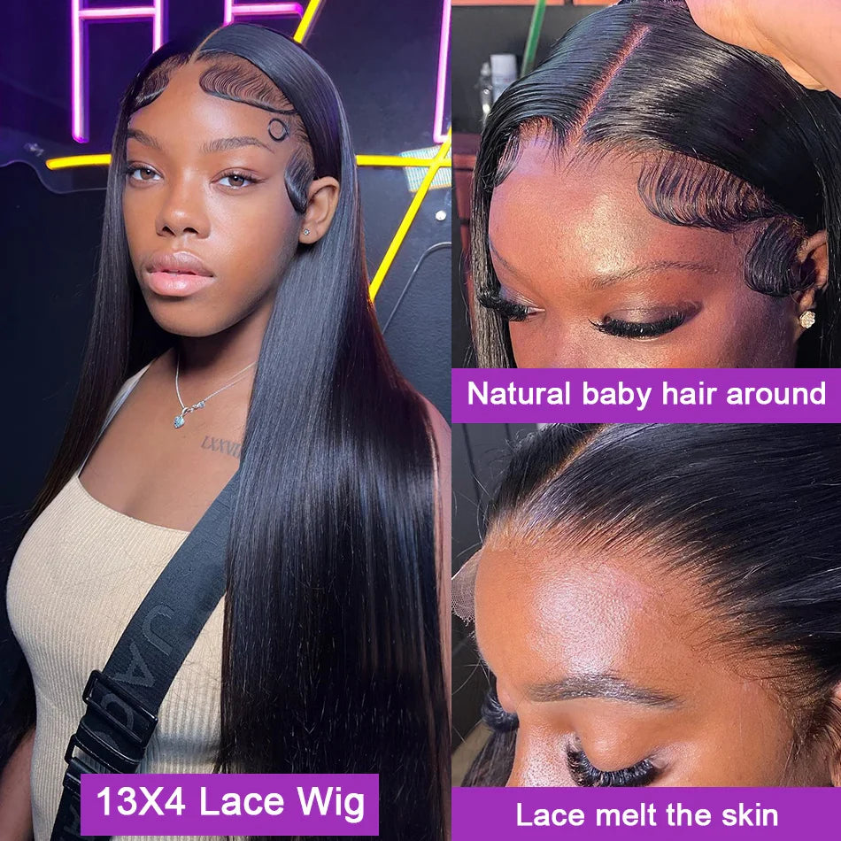 Straight Lace Front Human Hair Wig Pre Pluck Brazilian 13x4 13x6 Hd Transparent Lace Frontal Remy Human Hair Wig For Black Women