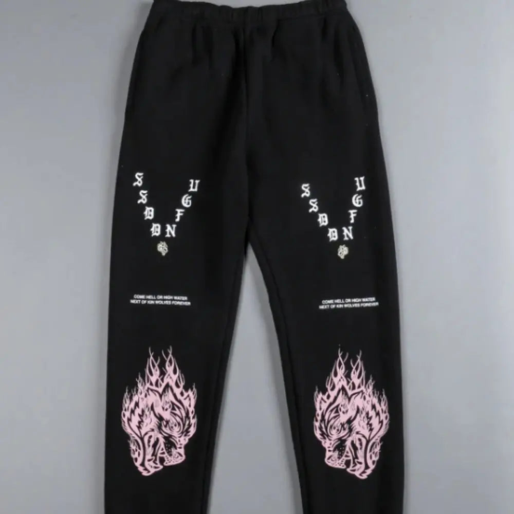 DARC Wolves Joggers Street Pants Casual Warm Oversize Baggy Joggers US Oversize