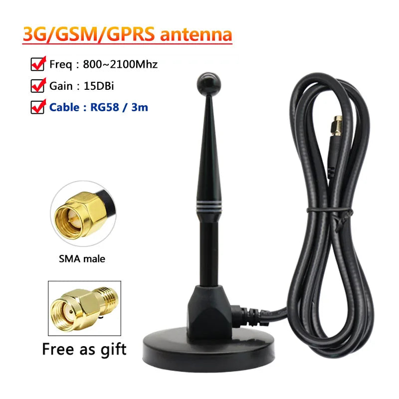 Signal Enhance 3G GSM Omni WifI Router Antenna Pure Copper 15DBI Amplifier Aerial SMA N For Communication