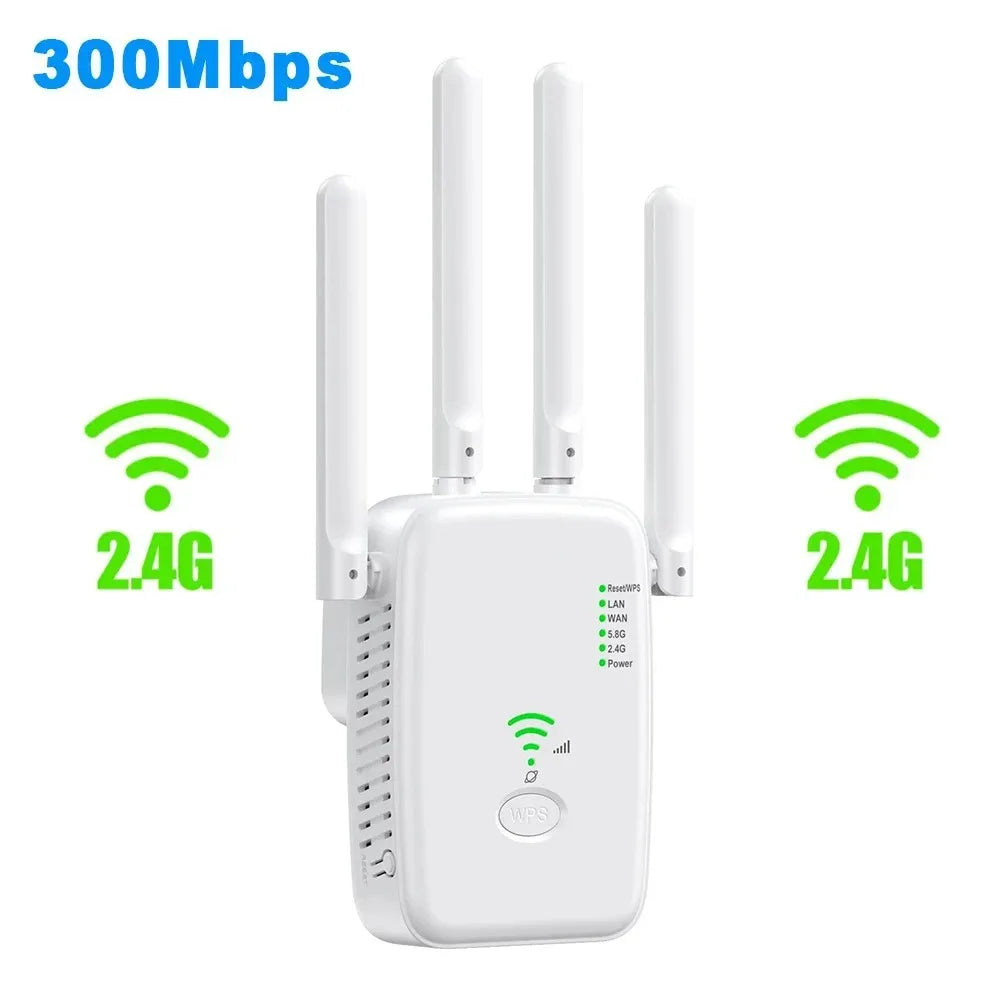 1200Mbps Wireless WiFi Repeater Wifi Signal Booster Dual-Band 2.4G 5G WiFi Extender 802.11ac Gigabit WiFi Amplifier WPS Router