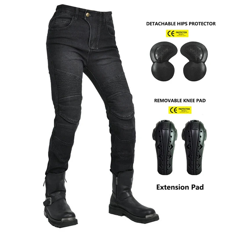 Motorcycle 2023 New Jeans Women Upgrade Silicone Protector Detachable Racing Road Rider Four Seasons Casual Fashion Moto Pants