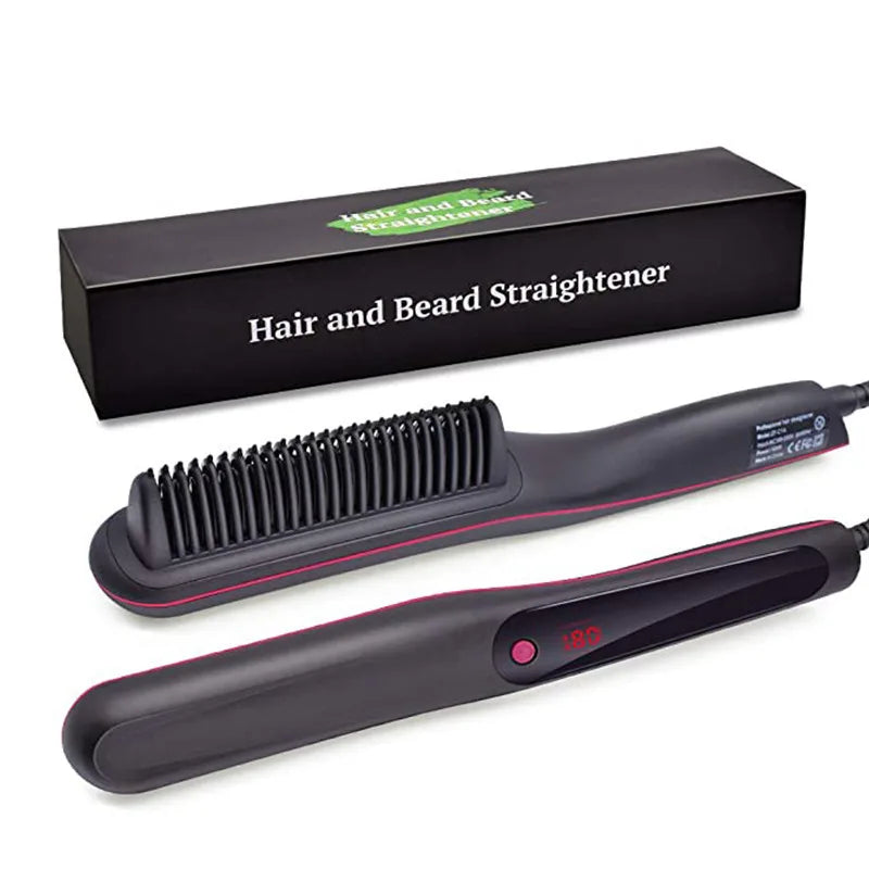 Hair Straightening Comb Anti-Scald Smooth Frizzy Hair Fast Heated Straightener Brush Mini Hot Comb Styling Appliances