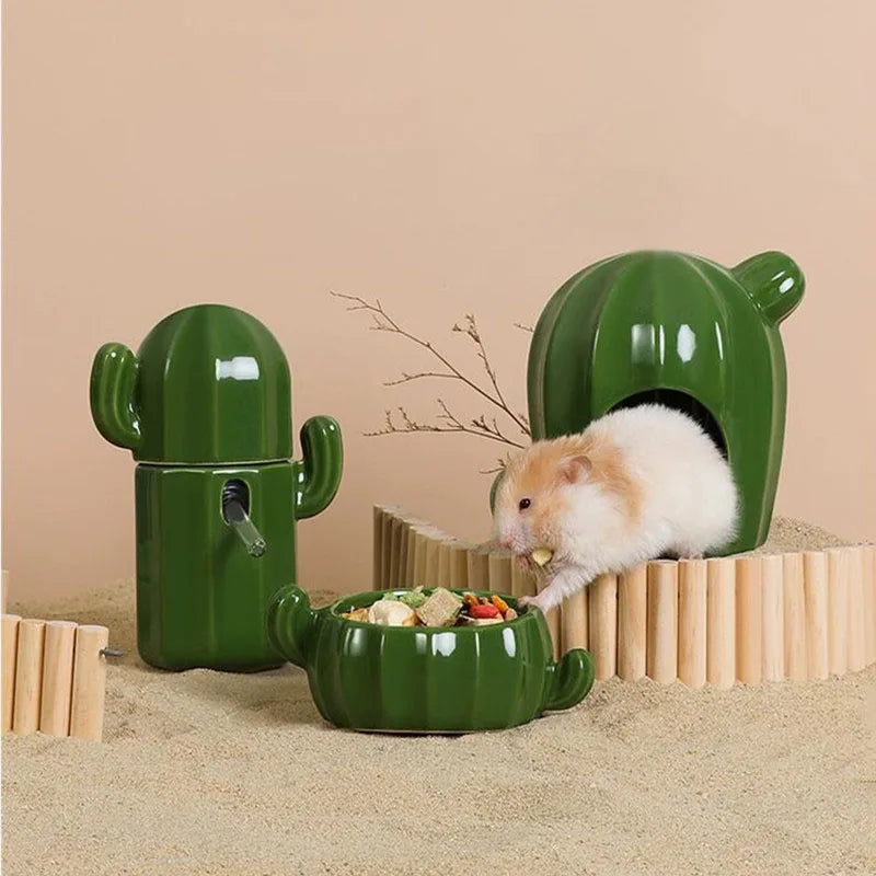 Pet shop small pets houses and habitats hamster cage rabbits ceramic cactus pets product for guinea pig accessories pet supplies