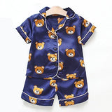 Toddler Girls Silk Satin Pajamas Sets Cartoon Kids Boys Pyjamas Baby Sleepwear Suit Girl Casual Home Wear Clothes Boy Loungewear